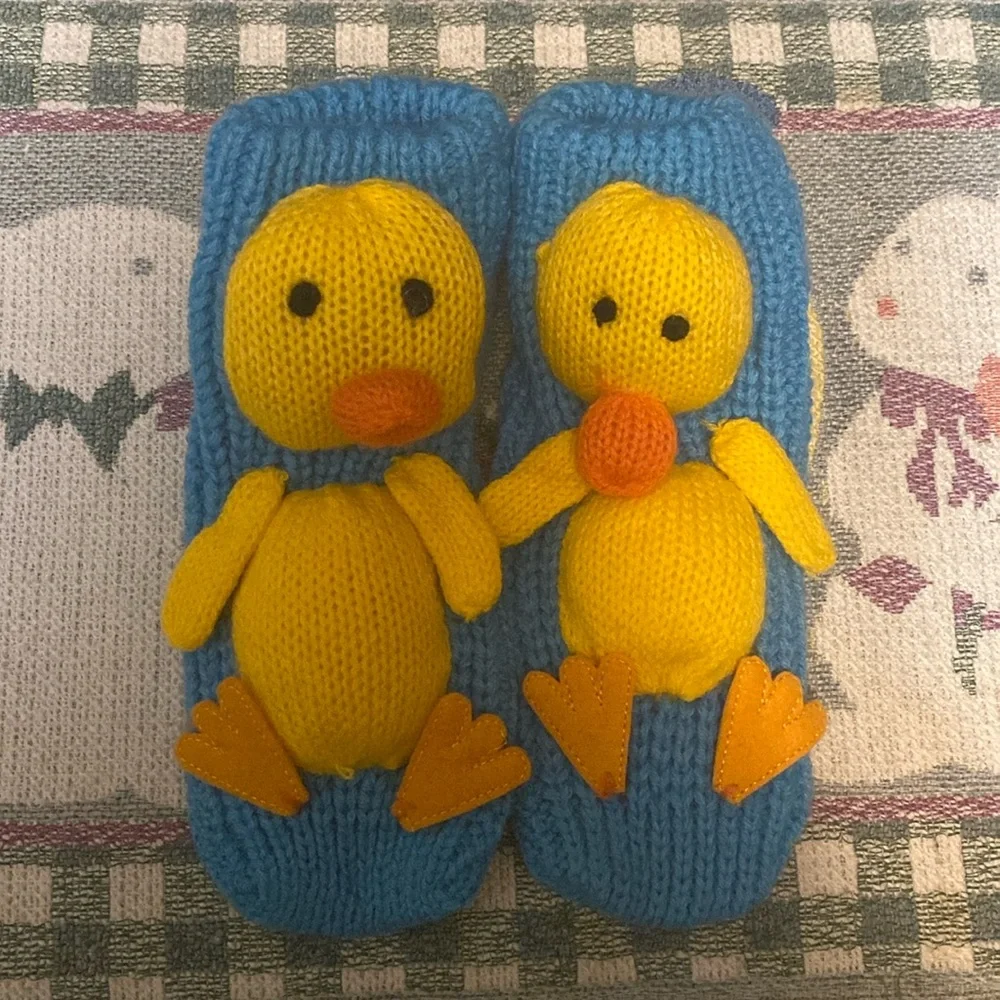 Duck 3D Handmade Knit Slipper Socks with Grippers